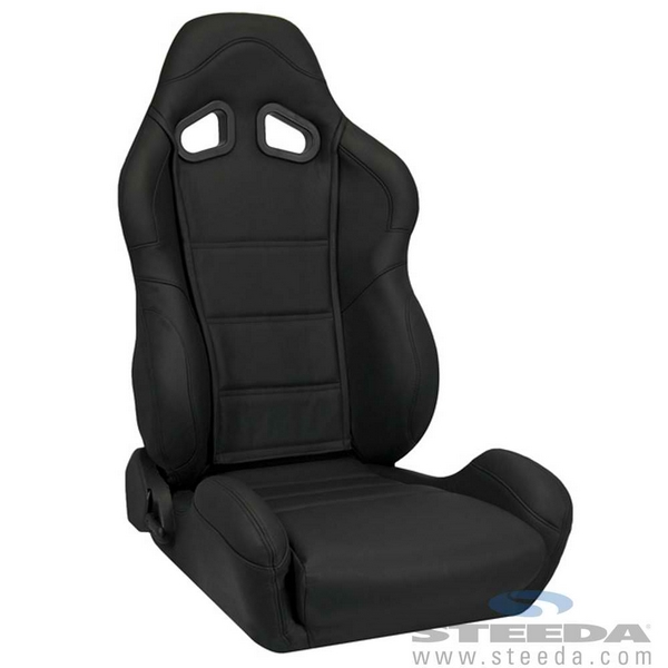 Black Leather Racing Seat - Pair